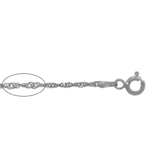 1.7mm Rhodium Plated Singapore Chain, 16" - 20" Length, Sterling Silver